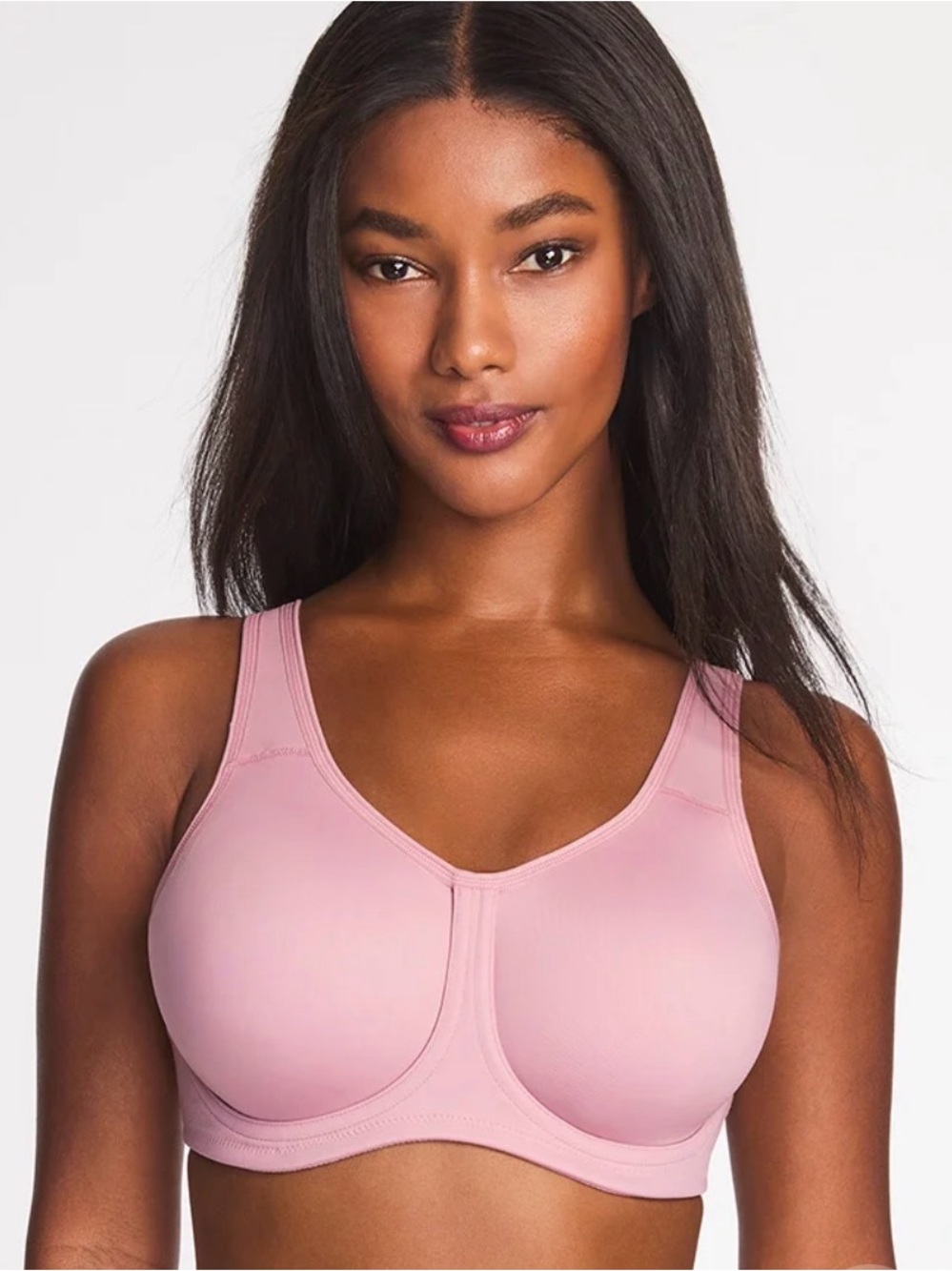 Wacoal Simone Sport High-Impact Underwire Bra Lilac Gray w/Zephyr Trim Sz 40DD
